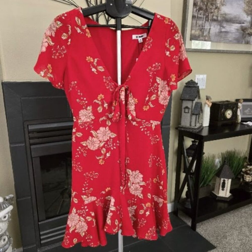 NWT BB Dakota red floral print dress sz 4 - Picture 2 of 6